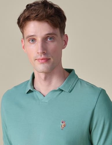 U.S. Polo Assn. Denim Co. Men's Solid Slim Fit Polo Shirt (UDTSHOE0261_Light Green_M)