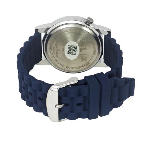 Helix by Timex Analog Watch for Man with Blue Round Dial & Blue Silicone Strap Band Water Resistant Men's Wrist Watches - TW058HG00