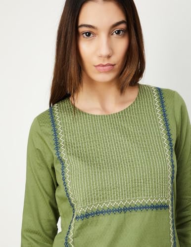 Max Women Embroidered Straight Kurta (WWLI41001OLIVE)_XL