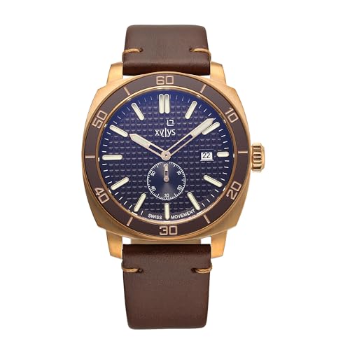 Xylys Patina Quartz Analog Brown Dial Brown Leather Strap Watch for Men