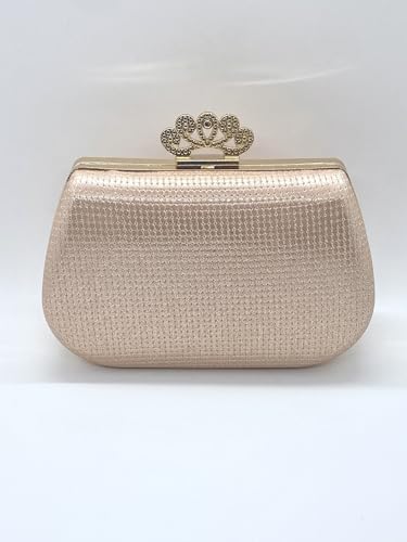 Mastyle® Glitter Clutch Handbag For Women With Crown Design Lock And Compact