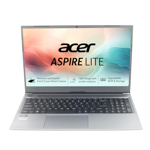 acer Aspire Lite, AMD Ryzen 5 7430U Processor, Office 2024 + M365 Basic, 8 GB RAM, 512 GB SSD, Full HD, 15.6"/39.62 cm, Windows 11 Home, Steel Grey, 1.59 kg, AL15-41, Thin and Light Laptop