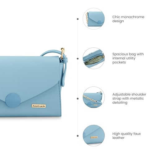 Fastrack Structured Monochrome Sling Bag for Women, Girls and Ladies | with Semi-Chain Strap