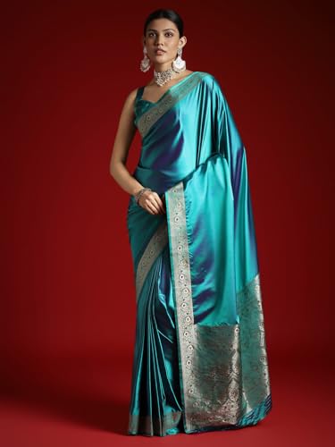 AKHILAM Women's Kanjivaram Woven Soft Silk Saree With Blouse Piece