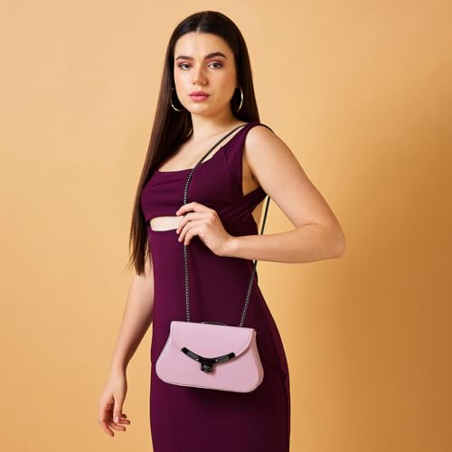 Caprese Miko Medium Sling Bag for Women with Adjustable Strap & Specious Compartment | Versatile Handbag with Turn Lock for Everyday Use, Travel, and Special Occasions (Lilac)