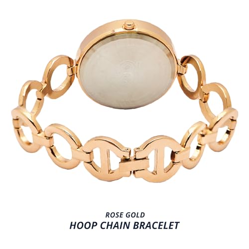 Chumbak Hoot Metal Bracelet Watch | Rosegold with Silver Dial|Stylish Fashion Watch for Casual/Work|Gifts for Women/Girls/Ladies|Wrist Watches for Women
