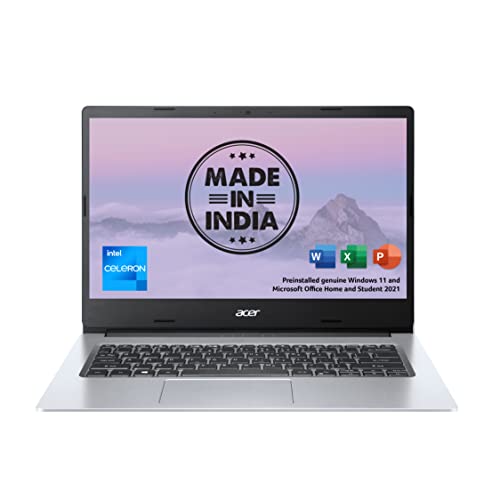 acer Aspire 3 Made in India Laptop (Intel Celeron Dual-Core Processor N4500 | 4GB | 256GB SSD | Windows 11 Home | MS Office 2021 Home & Student | Silver| 1.45 kg) A314-35 with 14 inch HD Display