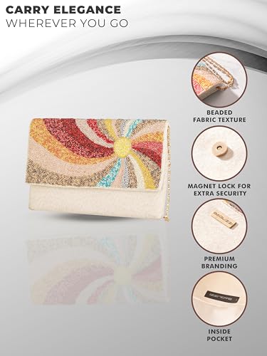 BAGUZZI RAINBOW Clutch Bag | Stylish & Trendy Multicolor Handbag for Women | Elegant Party & Casual Purse | Compact & Lightweight | Perfect for Weddings, Evening Outings & Gifts