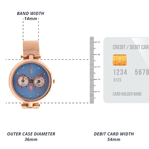 Chumbak Hoot Hoot Mesh Strap Watch | Mint Dial|Stylish Fashion Watch for Casual/Work|Gifts for Women/Girls/Ladies|Wrist Watches for Women
