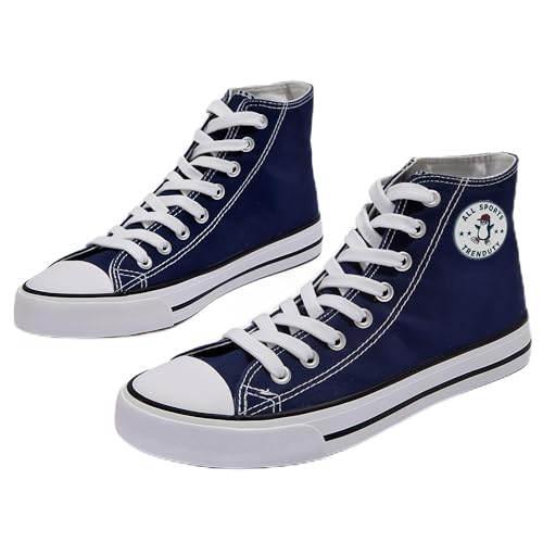 TrenDuty Long High Top Canvas Men Sneakers (Blue, Numeric_8)