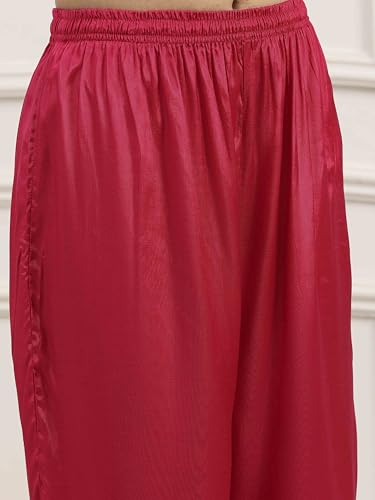 BIBA Women Pink Viscose Rayon Straight Suit Set_42
