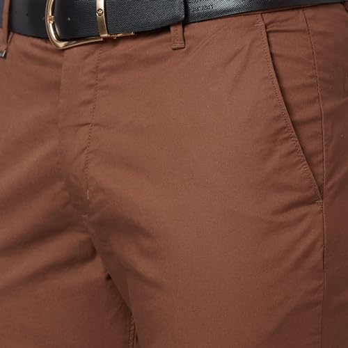 Raymond Men's Contemporary Fit Cotton Blend Solid Pattern Flat Front Casual Trouser (Size: 40)-RCTL00519-O5
