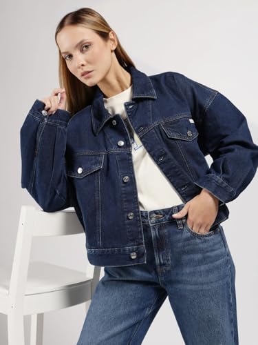 Relaxed Fit Cotton Spread Collar Denim Jacket