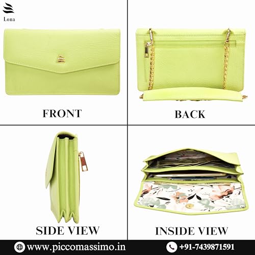 Lona Premium Minimalist Leather Clutch – Envelope Silhouette with Subtle Chain Detailing for Modern Elegance