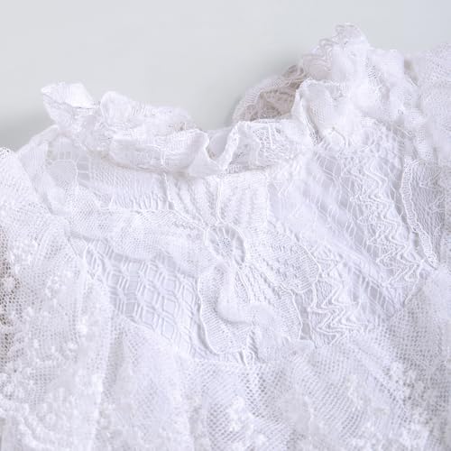 Hopscotch Girls White Full Sleeves Lace Embellished Onesie For Age (9-12 Months)