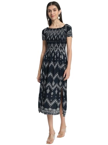 veldress21 Women Knee Length Dress Short Stylish Beachwear Casual Summer Dress Trendy Collage Regular,Office Collage Wear Multicolor for Girls (M) (L, Blue)