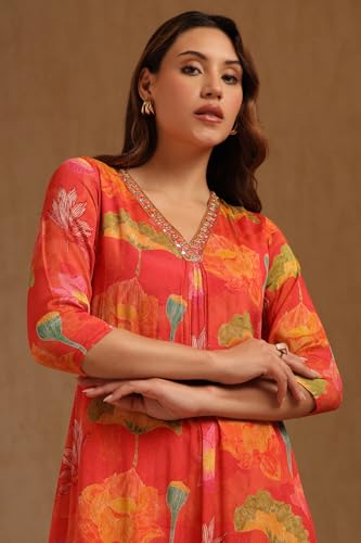 Soch Women's Chinon Maxi Dress (EWA5KU61501 Orange