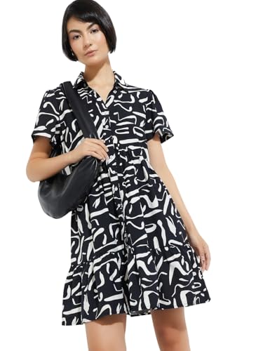 Max Women's Nylon A-Line Below The Knee Dress (PA25DRS11_Black