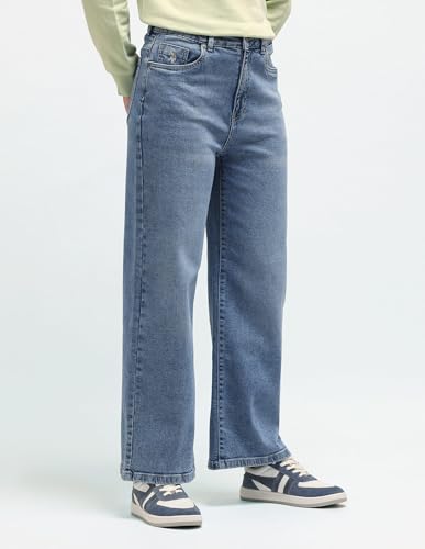 U.S. POLO ASSN. Wideleg High Rise Jeans (UWAW24JEN102_Blue_32)