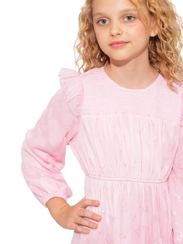 VERO MODA Girls Pink Mesh Printed Dress