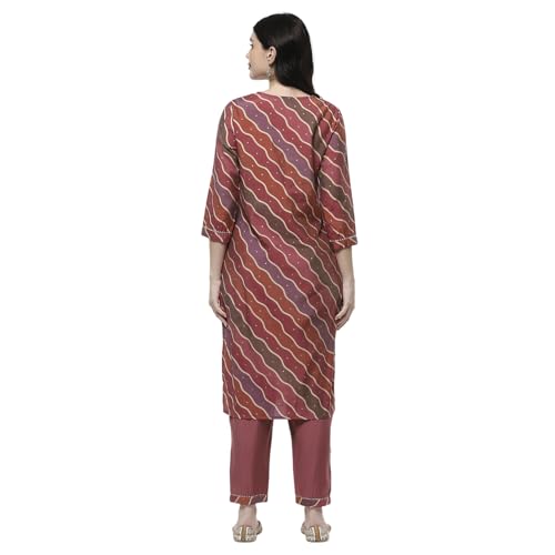 Rangriti Women's Viscose Blend Kurta Set (FSGLM22186SS25PNK_Pink