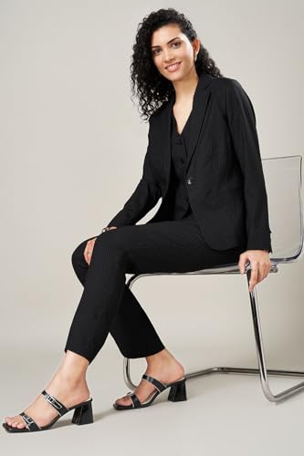 Annabelle by Pantaloons Women's Classic Regular Blazer (110157315004_Black