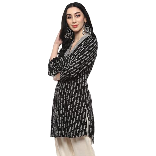 BIBA Women Rayon Regular Printed Short_Kurta Mix and Match(TOP & TUNICS20206_Black_34)
