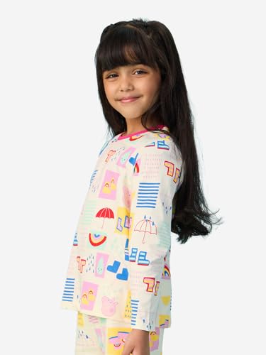 The Souled Store Official Peppa: Rainbow Splash Girls Round Neck Multicolor Graphic Printed Cotton Full Sleeve T-Shirts