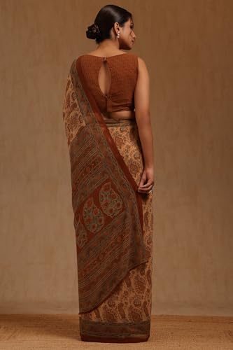 Soch Womens Earth Georgette Paisley Print Saree