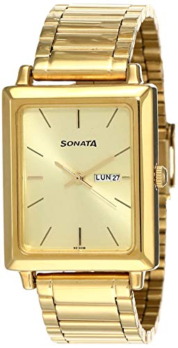 Sonata Analog Gold Dial Men's Watch-NL7078YM04/NP7078YM04