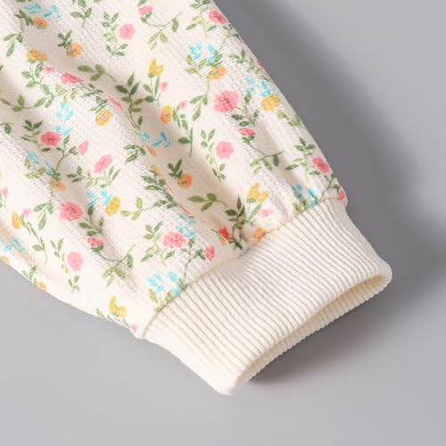 Hopscotch Girls Full Sleeves Peach Flower Bunny Embroidered Bodysuit For Ages (6-9 Months)