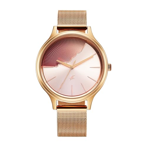 Fastrack Style up 5 Quartz Pink Round Dial Girl's Watch | Stainless Steel Strap Material | Watches for Girls Analog - 6207WM03