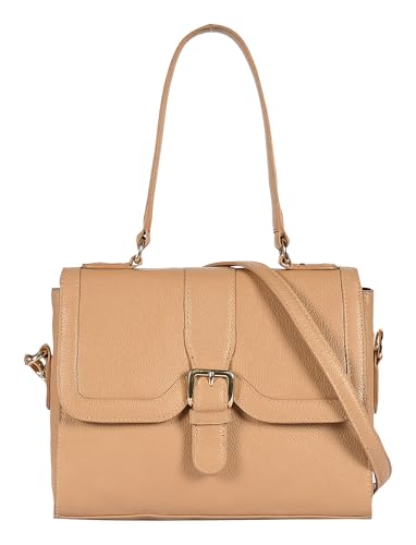 eske Vesta Shoulder Bag for Women | Cosmos Textured Leather | Magnetic Snap Closure | Dual Handles & Sling Strap | Spacious & Stylish Daily Handbag | Solid Pattern | Office, Casual & Travel Use