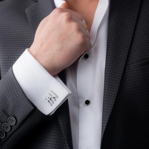 MOSKAI® Personalized Initial Cufflinks for Men Custom Monogram Stainless Steel Letter Cuff Links Luxury Gift for Groomsmen, Weddings, Business, Formal Wear (Gold Plating)