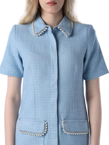 ONLY Women's Embellished Fit and Flare Light Blue Dress