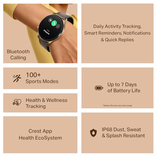 boAt Chrome Horizon, Video Watch Faces, 1.51” AMOLED Display, HRV & VO2 Max, Auto-Activity Detection, ASAP Charge, Advanced Bluetooth Calling, IP68, Heart Rate & SpO2 Monitor Smart Watch(Coco Brown)