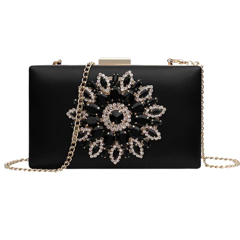 Mastyle® Small Square Clutch Handbag For Women With Diamond Sunflower Design And Decorative Finish