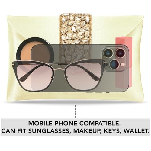 Peora Clutch Women's Purse Bridal Bag For Casual Detachable Strap Evening Sling Bag (Golden)