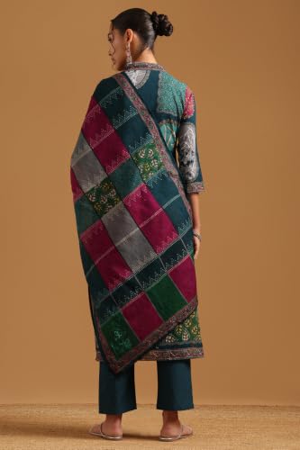 Soch Womens Blue Cotton Digital Printed Botanical Salwar Suit