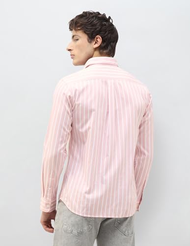U.S.Polo Association Men's Casa De Campo Vertical Striped Shirt (USSHT3369_Pink_46)