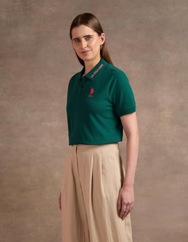 U.S. POLO ASSN. Tipped Collar Relaxed Polo Shirt (UWAW24PTS196_Green_S)