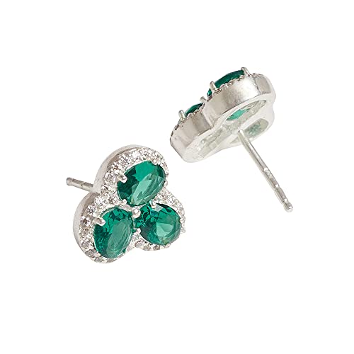 VOYLLA Oval Cut Emeralds Embellished Floral Motif 925 Sterling Silver Box Set For Women|Womens Jewellery Set|Gift For Women|Womens Gift|Gift For Her|