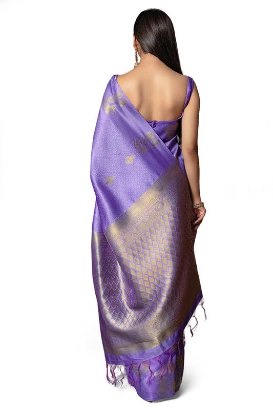Soch Womens Indigo Tussar Zari Woven Saree With Tassels