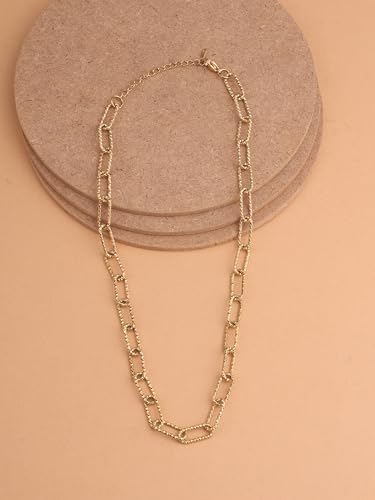 PALMONAS 18k Gold Plated Statement Chunky Link Chain Necklace for Women - Gift for Girls & Women | Waterproof & Anti-Tarnish Necklace