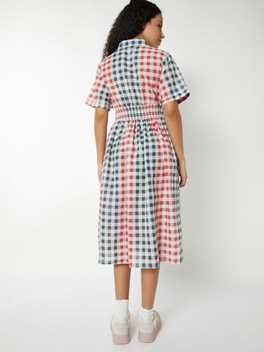Max Women Checked A-line Shirt Dress(Multicolour_M)