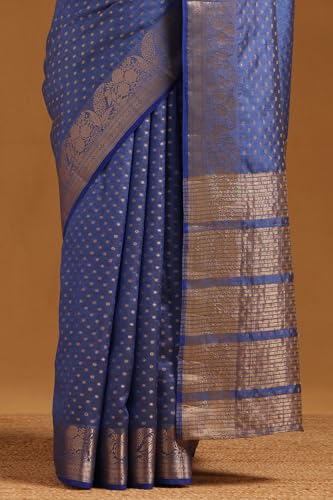 Soch Womens Blue Art Silk Geometric Zari Woven Saree