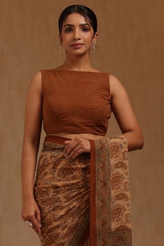 Soch Womens Earth Georgette Paisley Print Saree