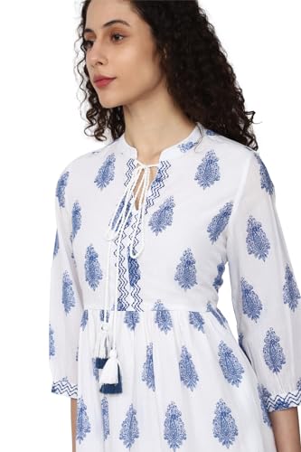 Van Heusen Women's Cotton A-Line Knee-Length Dress (VWDRNRGFQ34357_White