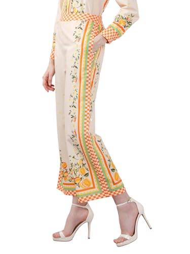 VERO MODA Women's Straight Fit High Rise Yellow Pants