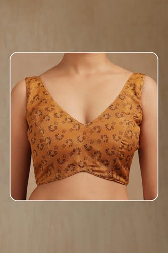 Soch Womens Mustard Chanderi Floral Print Saree
